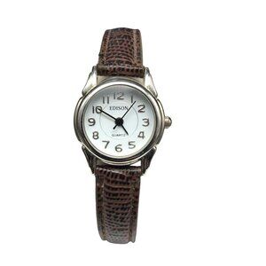 Edison Women's Silver Tone Analog Quartz Watch New Battery